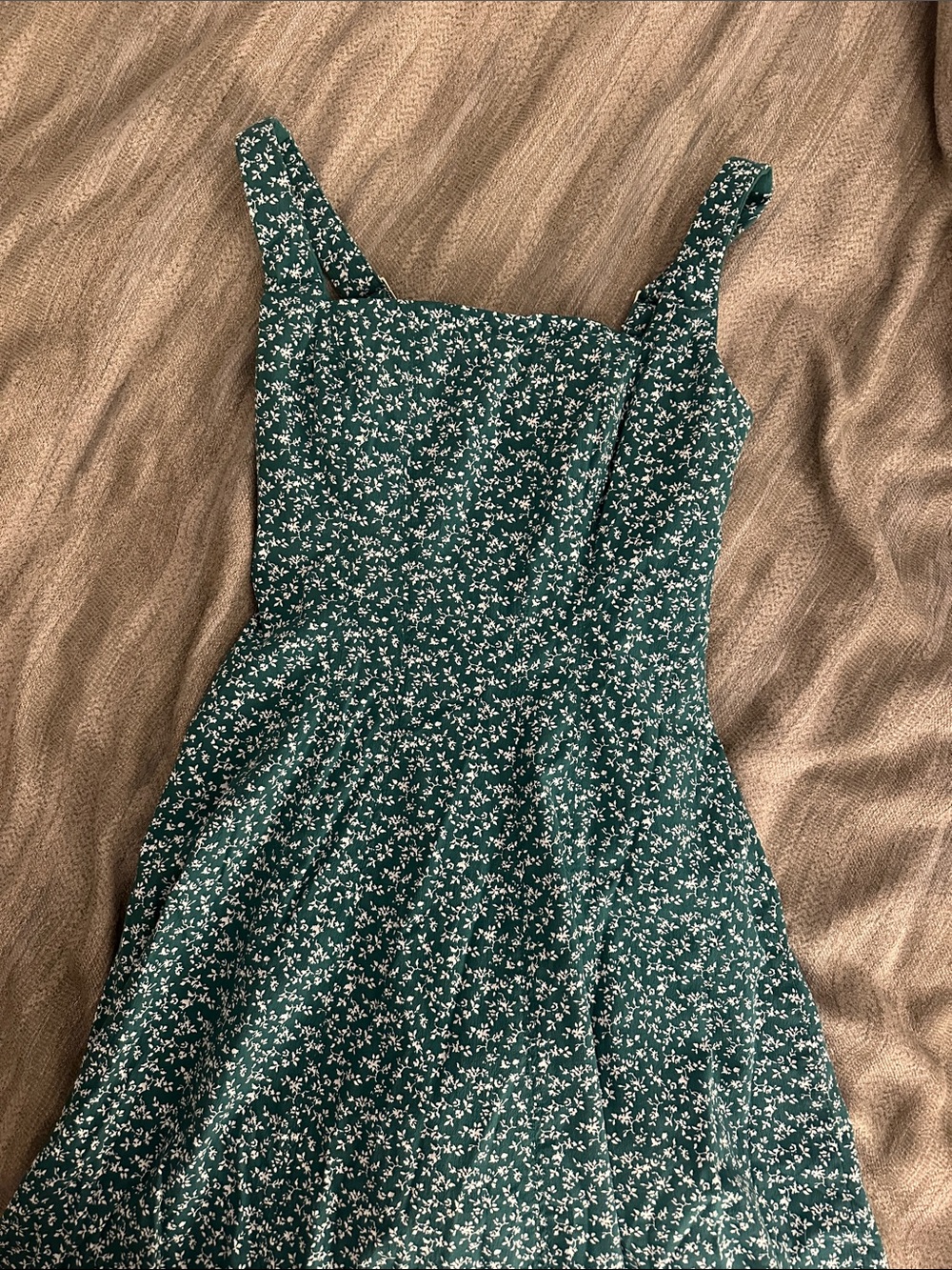 Abercrombie & Fitch Green Floral Square-Neck Midi Dress